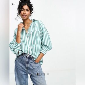 Green striped oxford shirt